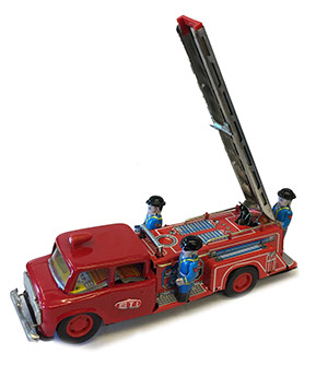 vintage tin toy replica fire truck